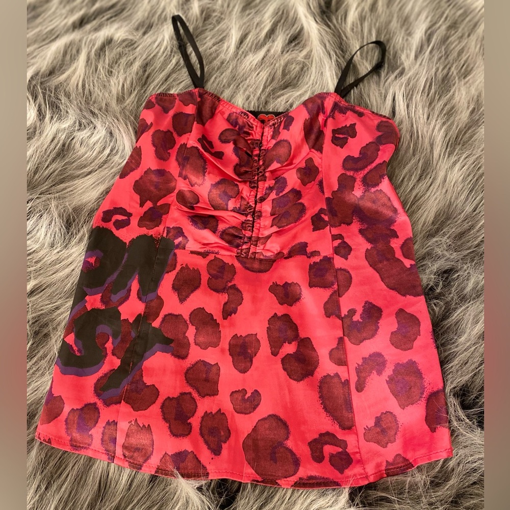 *Rare - IRON FIST hot pink satin corset camisole